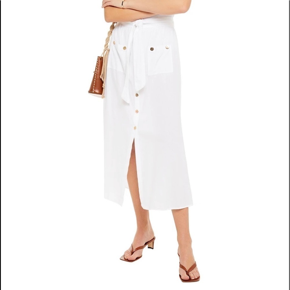 ❌SOLD❌ 𝅺Melissa Odabash Alisa Belted Cotton-Voile Midi Skirt - NWT